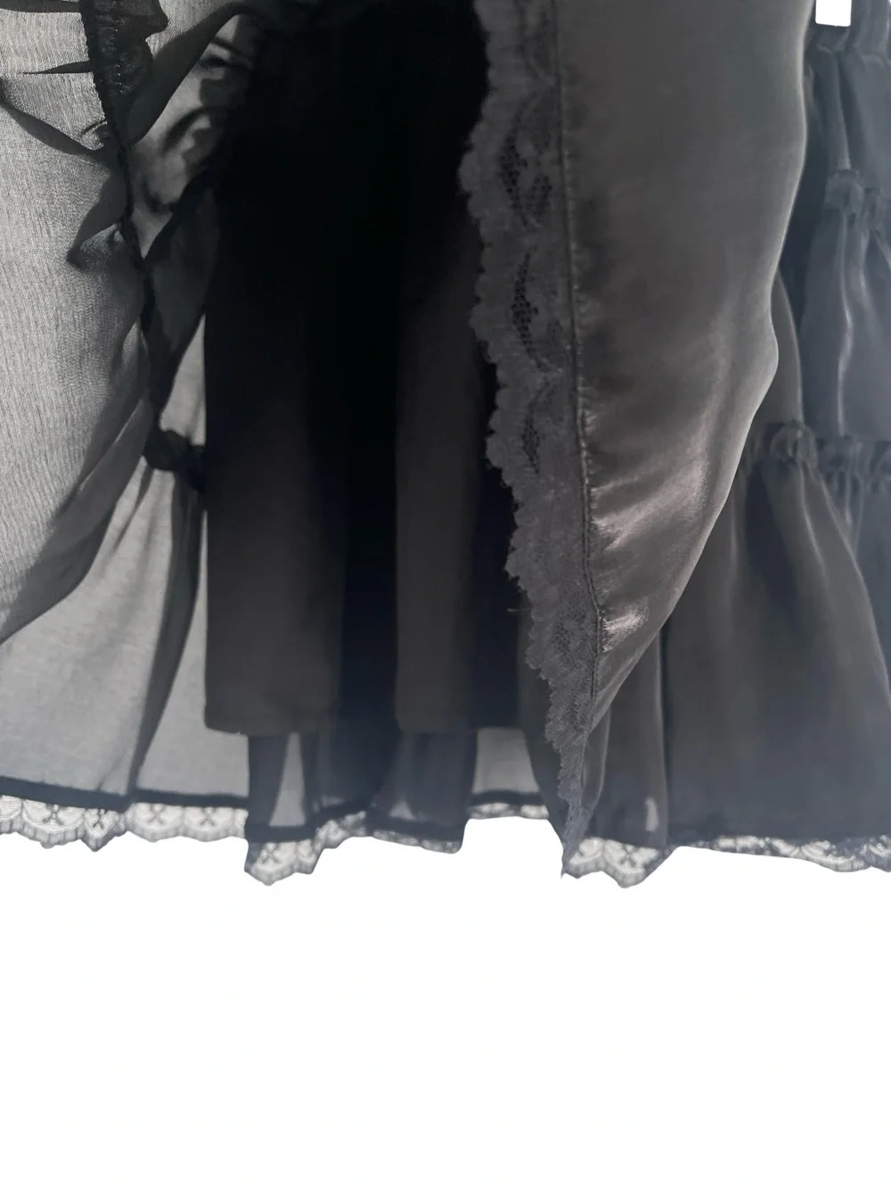 Grace Karin Black Tiered Mini Skirt with Lace Hem